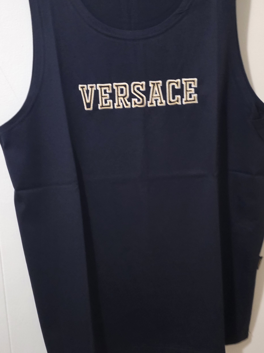 Versace Dark Navy Sleeveless Logo Tank